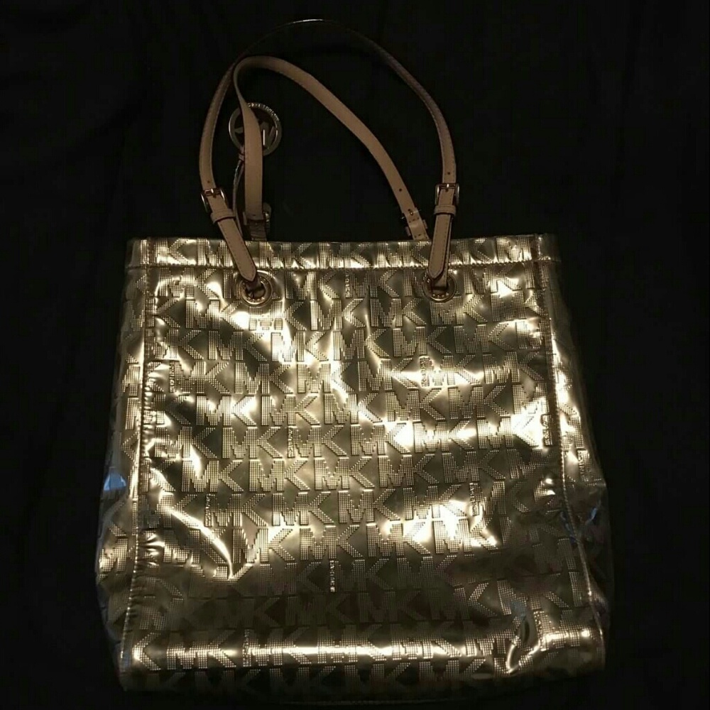 Michael Kors jet Mk signature gold mirror metallic