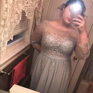 BRAND NEW size 14 gray/silver prom dress