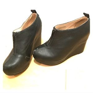 Jeffrey Campbell black wedge booties with zipper