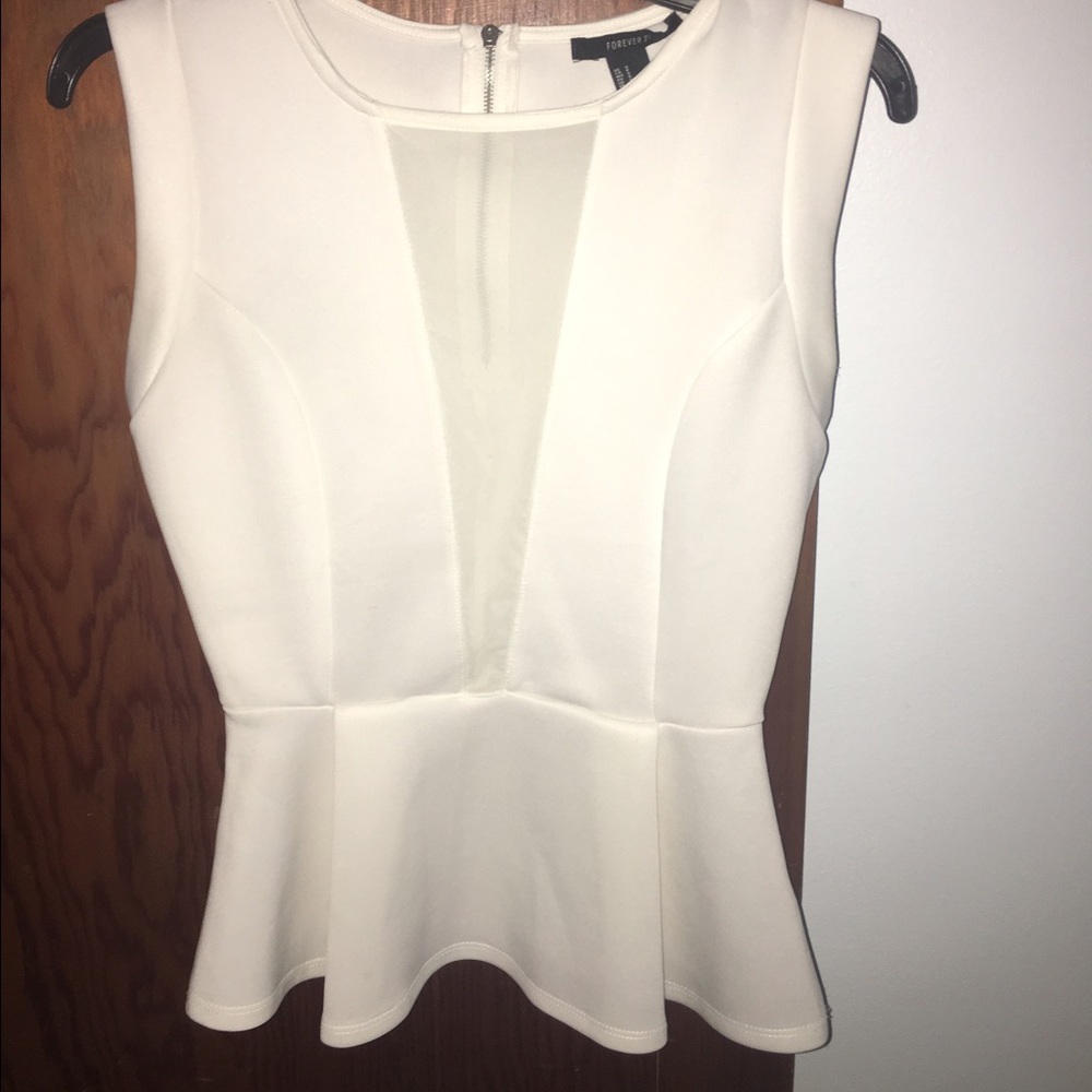 White ruffle shirt