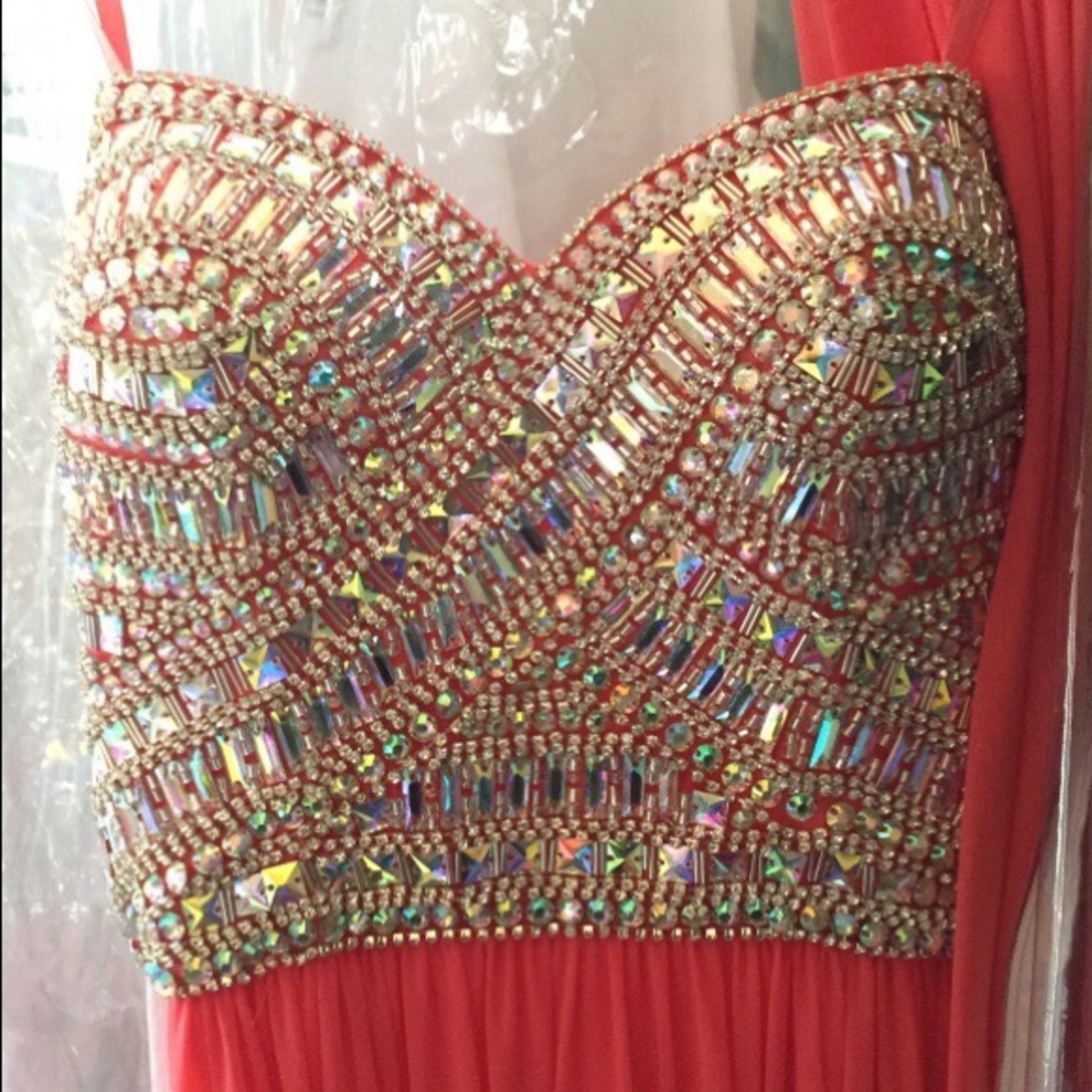 Coral Prom Dress size 0 strapless