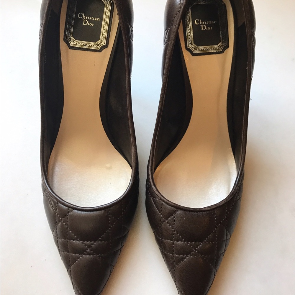 Christian Dior brown leather pumps
