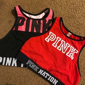 Two pink nation sports bra
