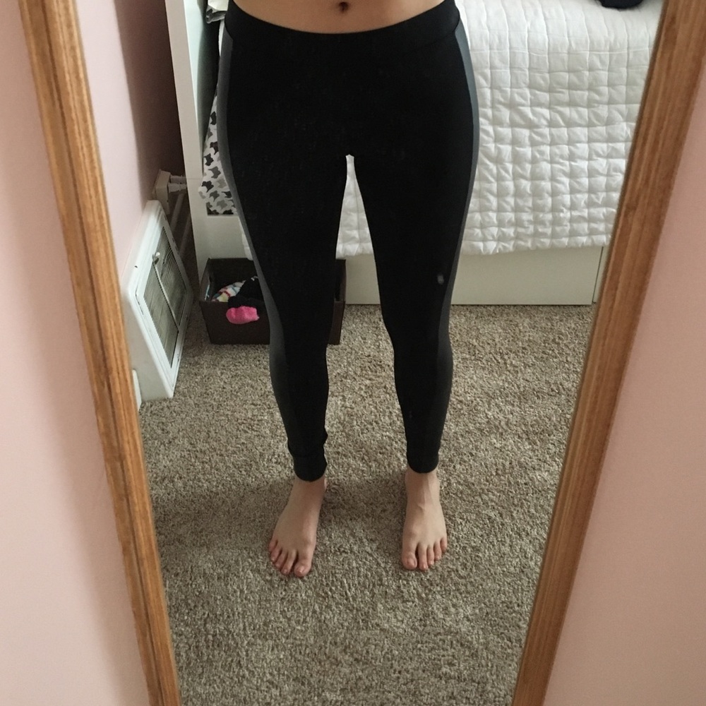 Express black leggings with faux leather detailing