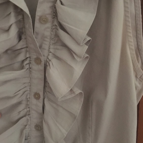 No Sleeve Cream Ruffle Top - Picture 1 of 2