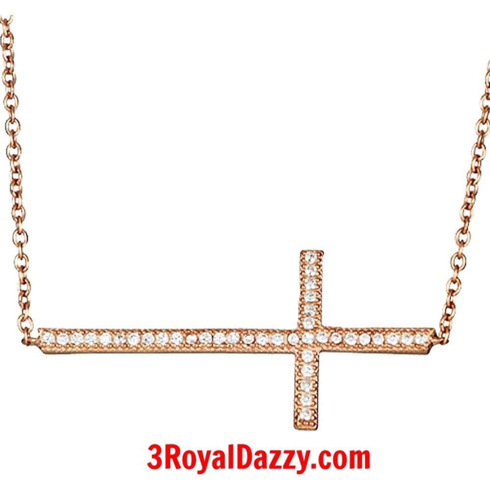 Silver Sideways Cross Celebrity Pendant Necklace