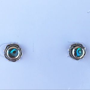 Sterling silver & shell inlay stud earrings