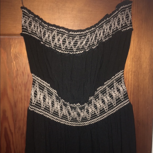 Black and Cream Summer Strapless dress - Picture 2 of 3