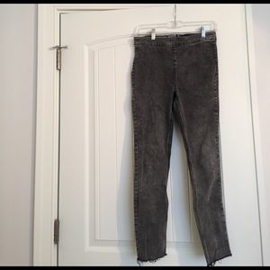 High Waisted Gray Wash Raw Cut Hem