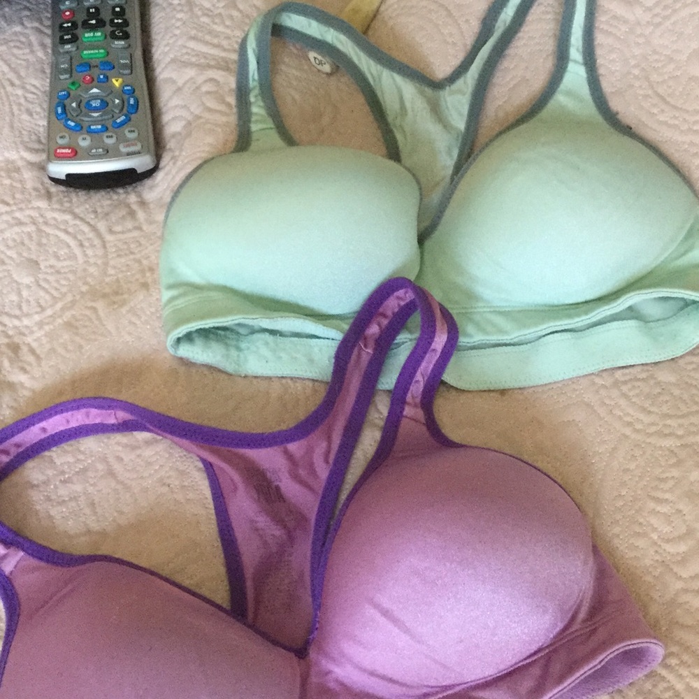 Two VS Pink padded Yoga sports bra