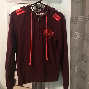 PINK maroon/orange half zip with hoodie