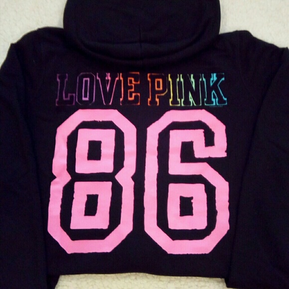 PINK Victoria's Secret Tops - Neon Rainbow​ VS Pink Boyfriend Zip up Sweatshirt