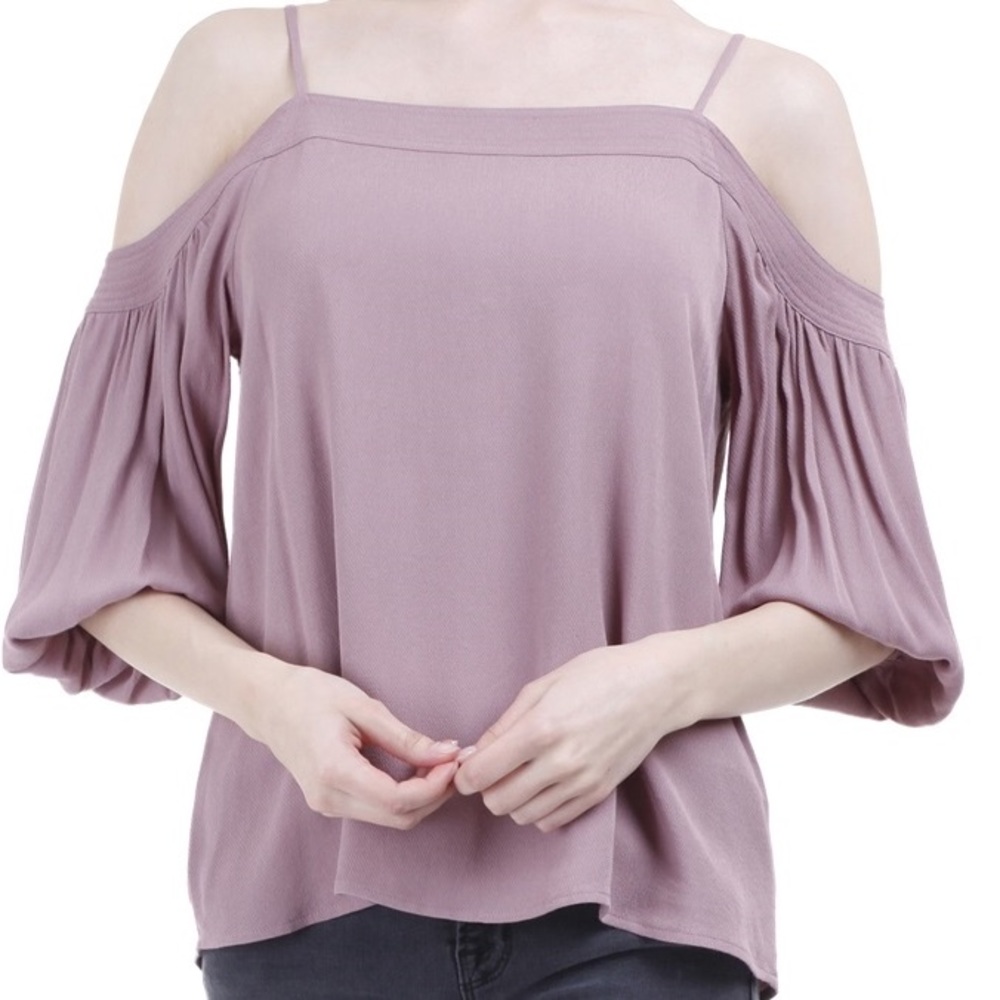 Lost April Bubble Sleeve Blouse in Pale Lavender