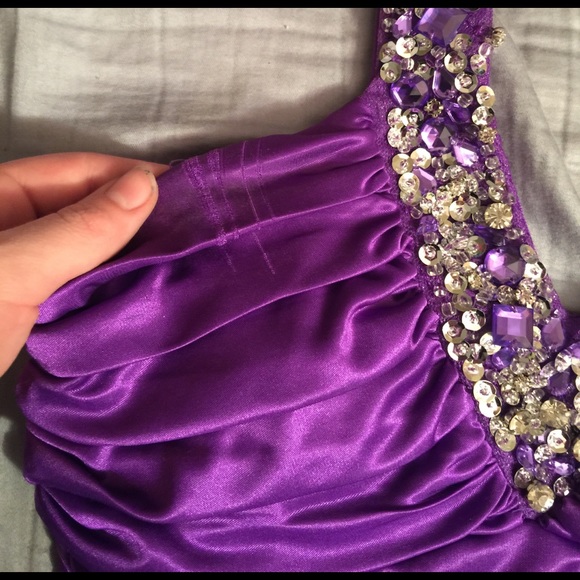 Purple halter High low Prom dress from deb - Picture 3 of 4