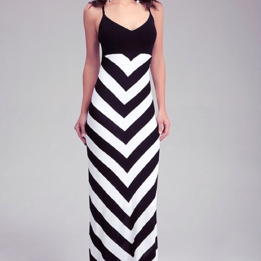 Black and white chevron maxi dress