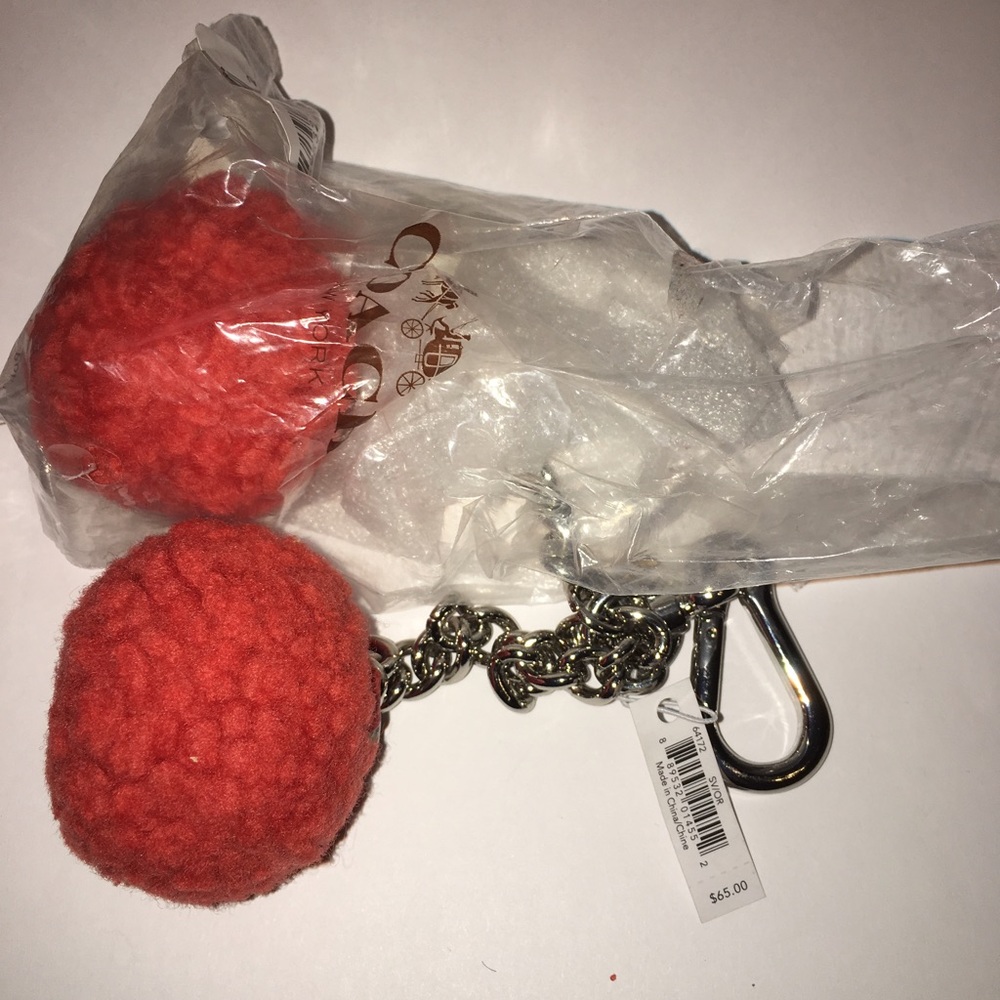 Coach Shearling Pom Pom Orange Handbag Charm
