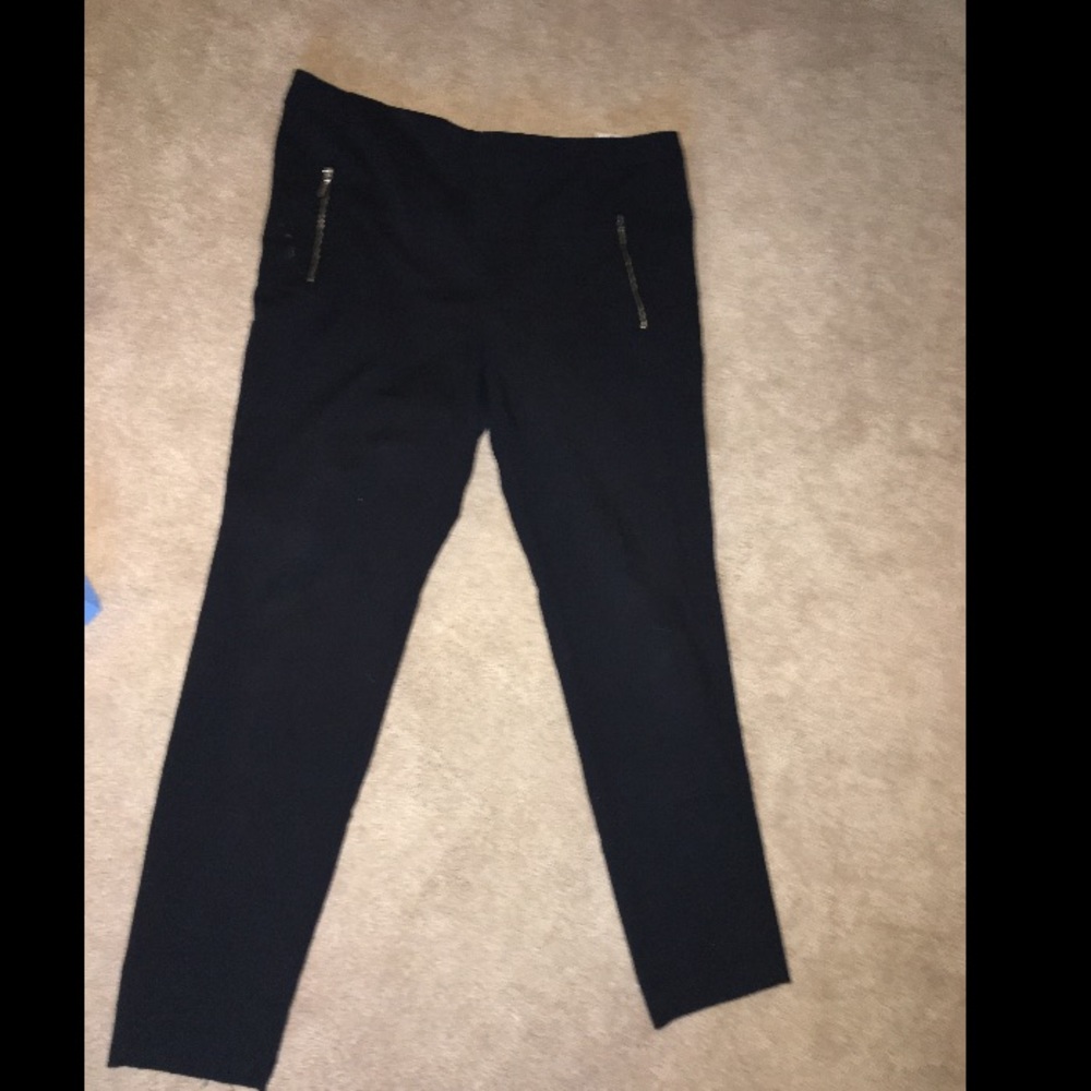 ZARA TAILORED ZIPPER WORK PANTS SLACKS BLACK
