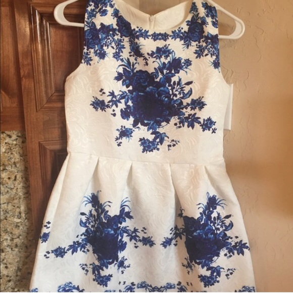 Adorable white and cobalt blue skater dress - Picture 3 of 3