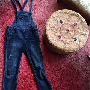 Free People dark wash overalls