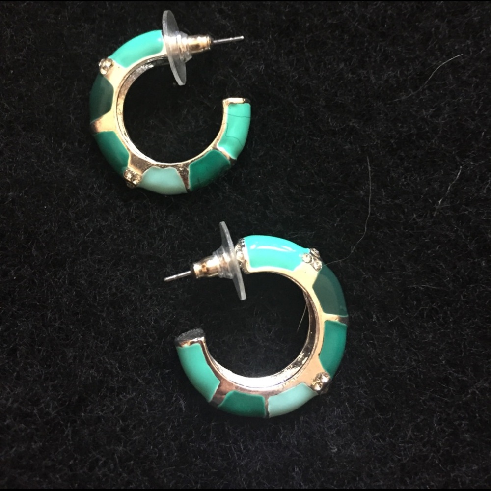 Green Talbots hoop earrings