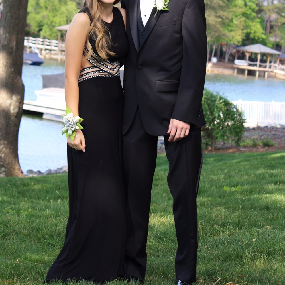 Black floor length prom dress