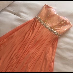 Coral Strapless Prom Dress