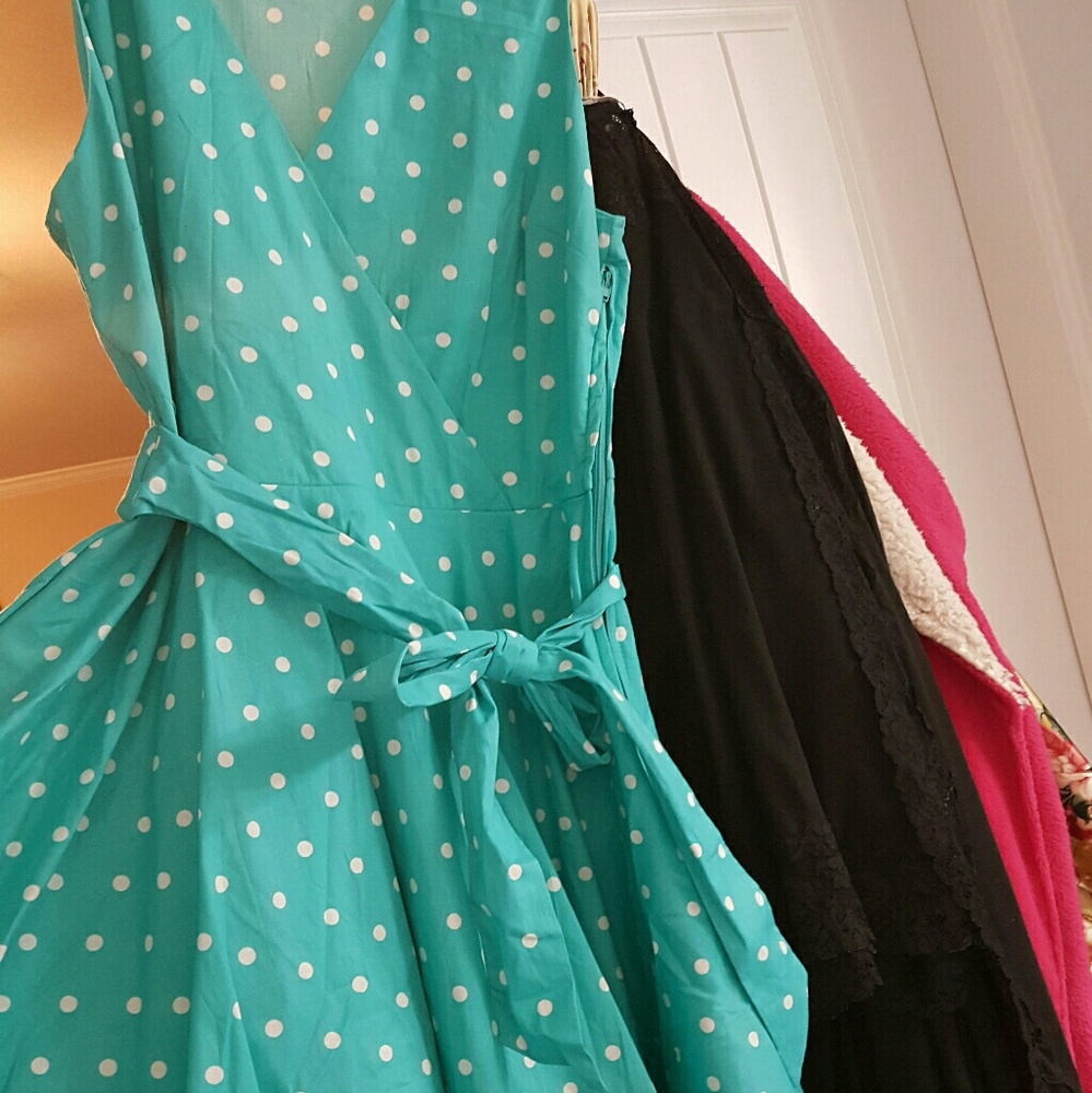 Teal polka dot dress