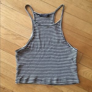 Brandy Melville black and white stripe crop top
