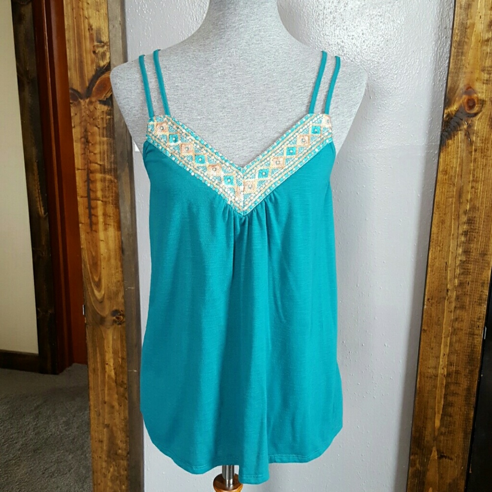 Teal sequin tank