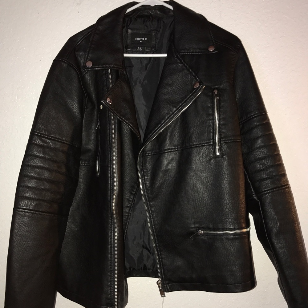Mens Faux Leather Biker-Style Jacket