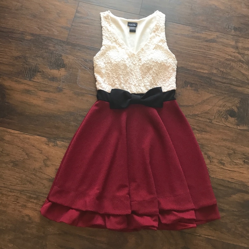 Red, White, and Black Dress
