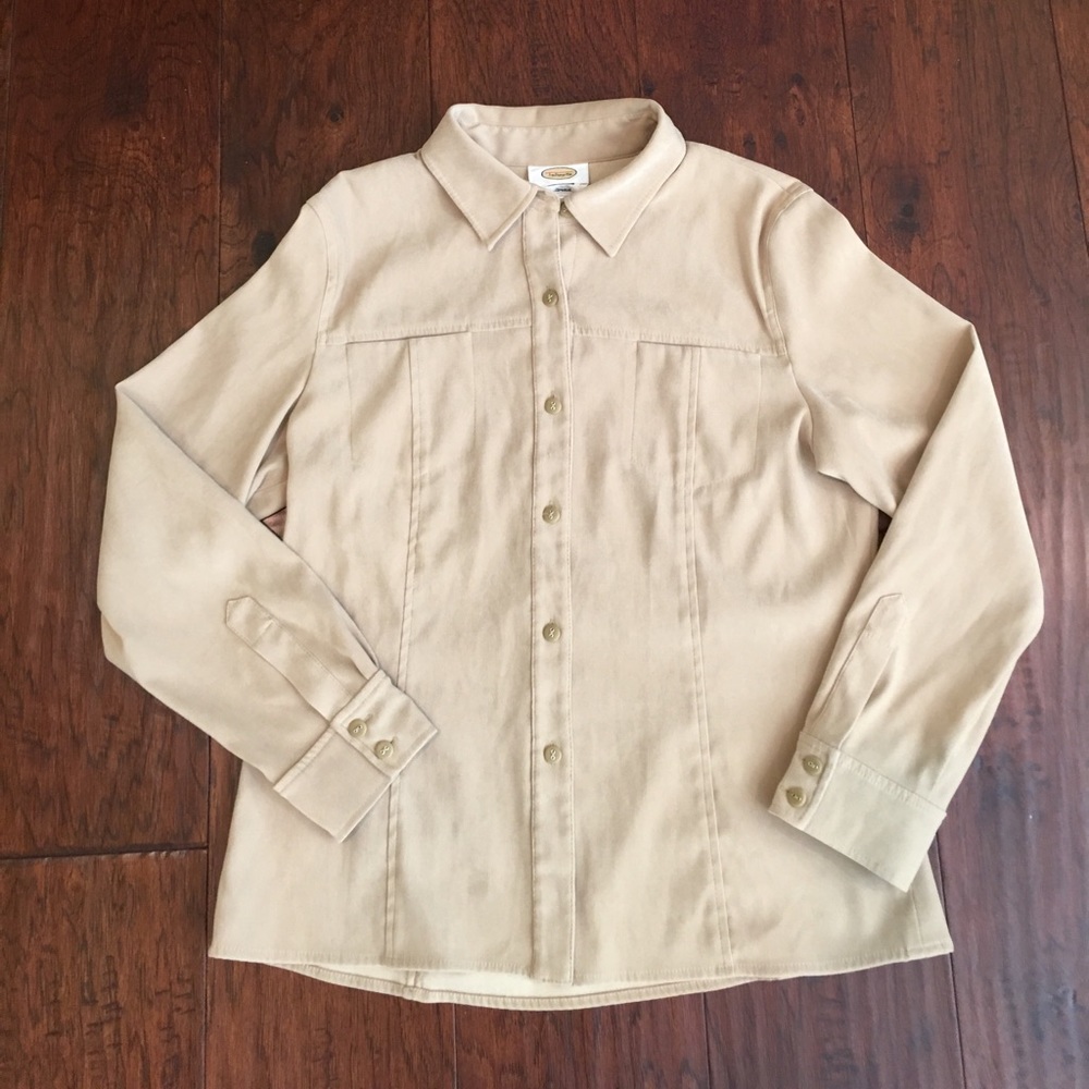 Tan Button Front Talbots Shirt/ Light Jacket