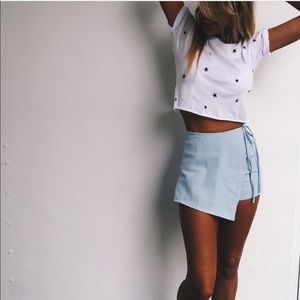 LF s16 light blue denim skort
