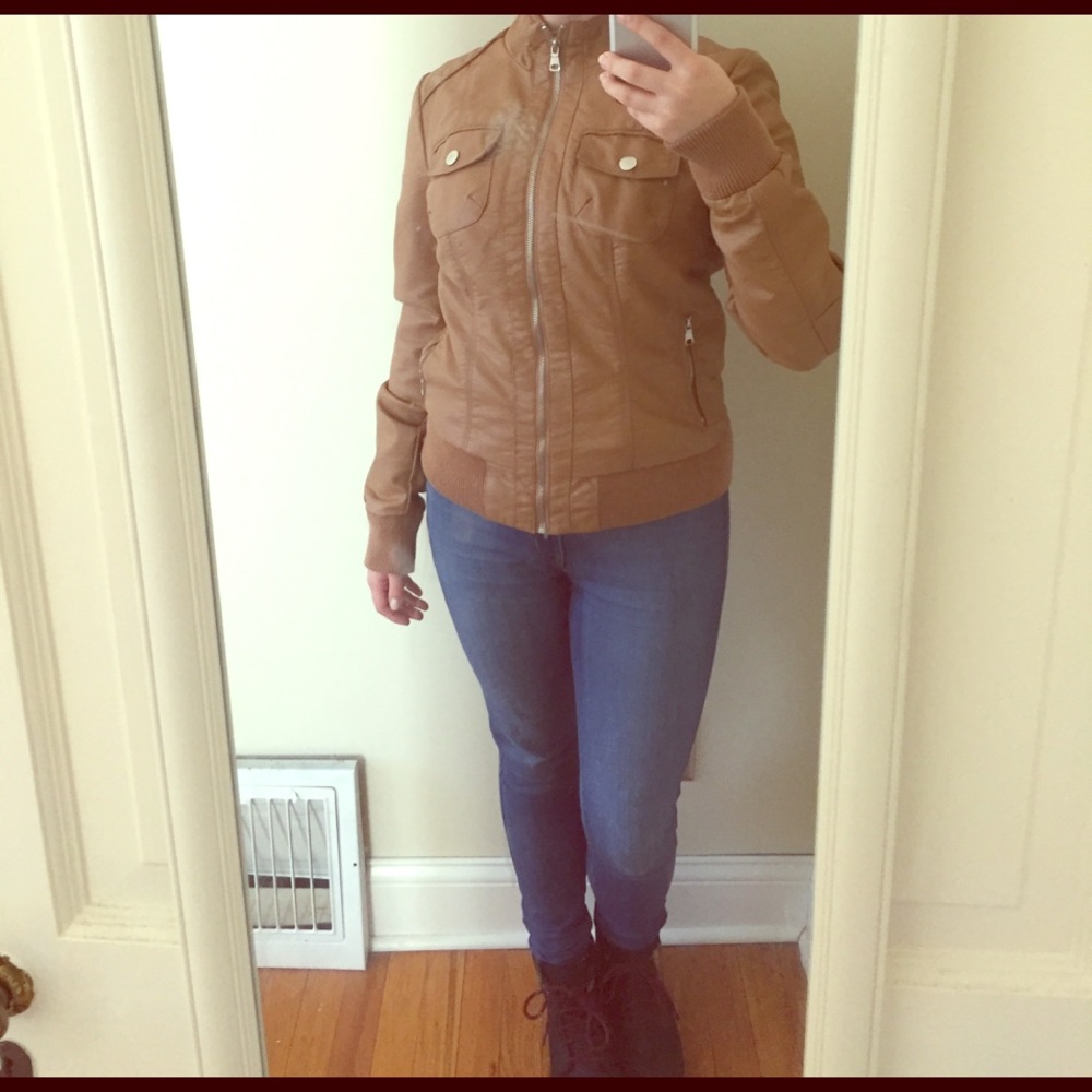 Brown Faux Leather Jacket
