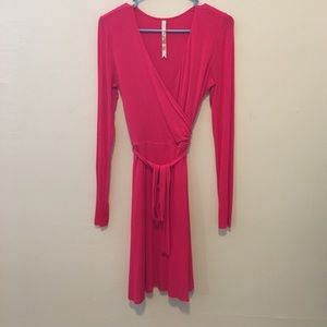 Hot pink, super soft wrap dress