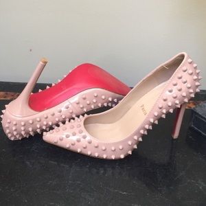 Beige stud stilettos