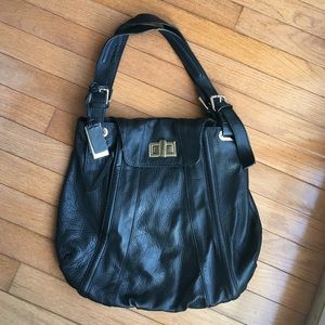 Black leather La Victoire hobo purse