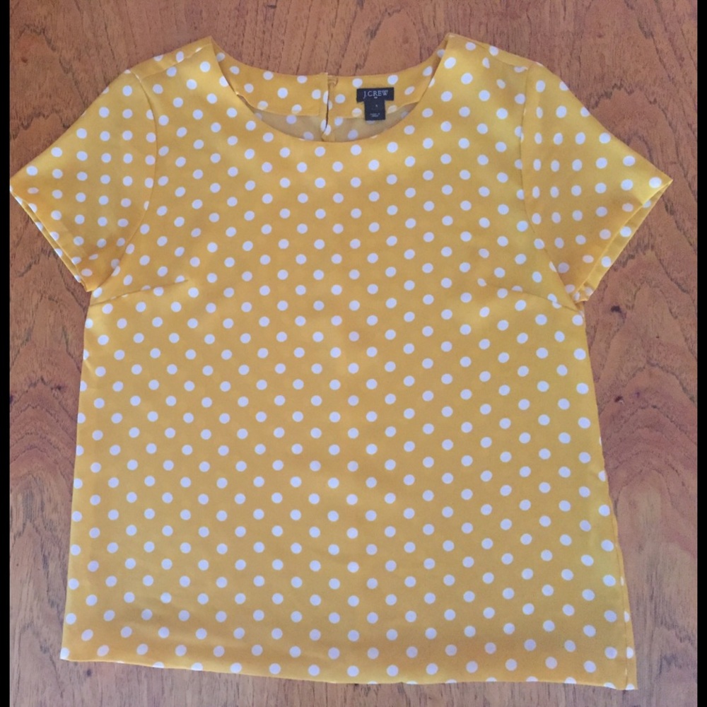 J.Crew short-sleeved yellow polka dot shirt