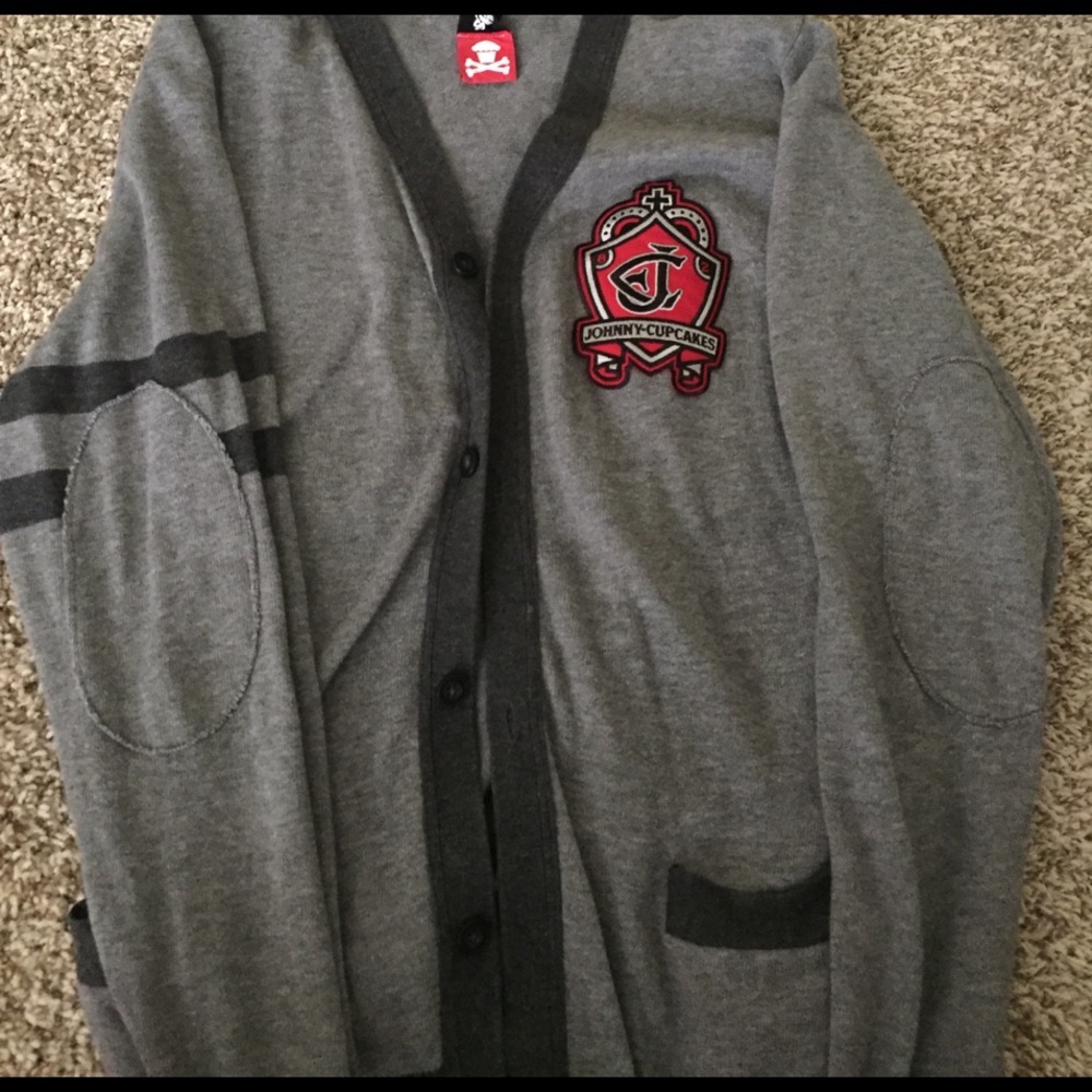 Johnny Cupcakes patch cardigan