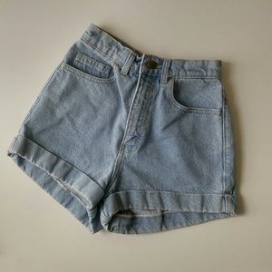 American Apparel Cuffed Shorts with BROKEN ZIPPER