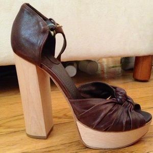 New in Box - Chloe Leather and Wood Heels