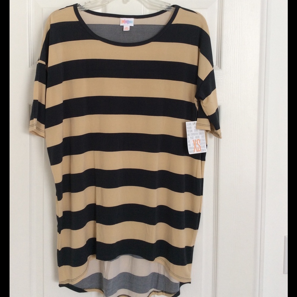 XS NWT Taupe and Black Striped LuLaRoe Irma