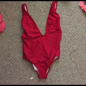 one piece red bikini