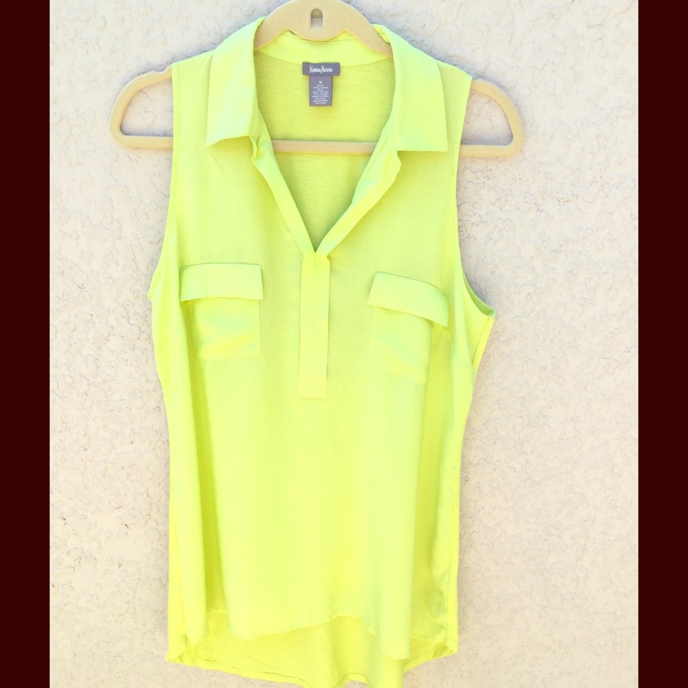 NM lime green long shirt tail sleeveless top