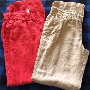 Linen pants, coral and tan pair.  Elastic waist