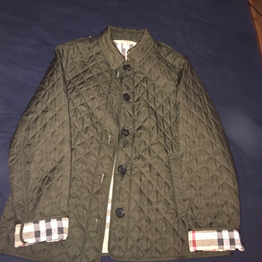 Authentic Olive Green Burberry Brit Quilted Jacket