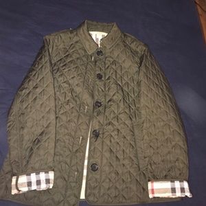 Authentic Olive Green Burberry Brit Quilted Jacket