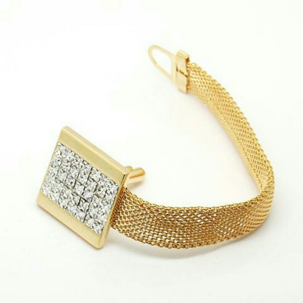 Cufflinks gold chain gems