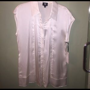 W By Worth 100% silk Optic White blouse