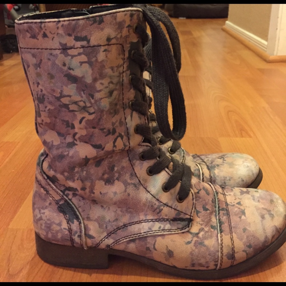 Floral pastel combat boots